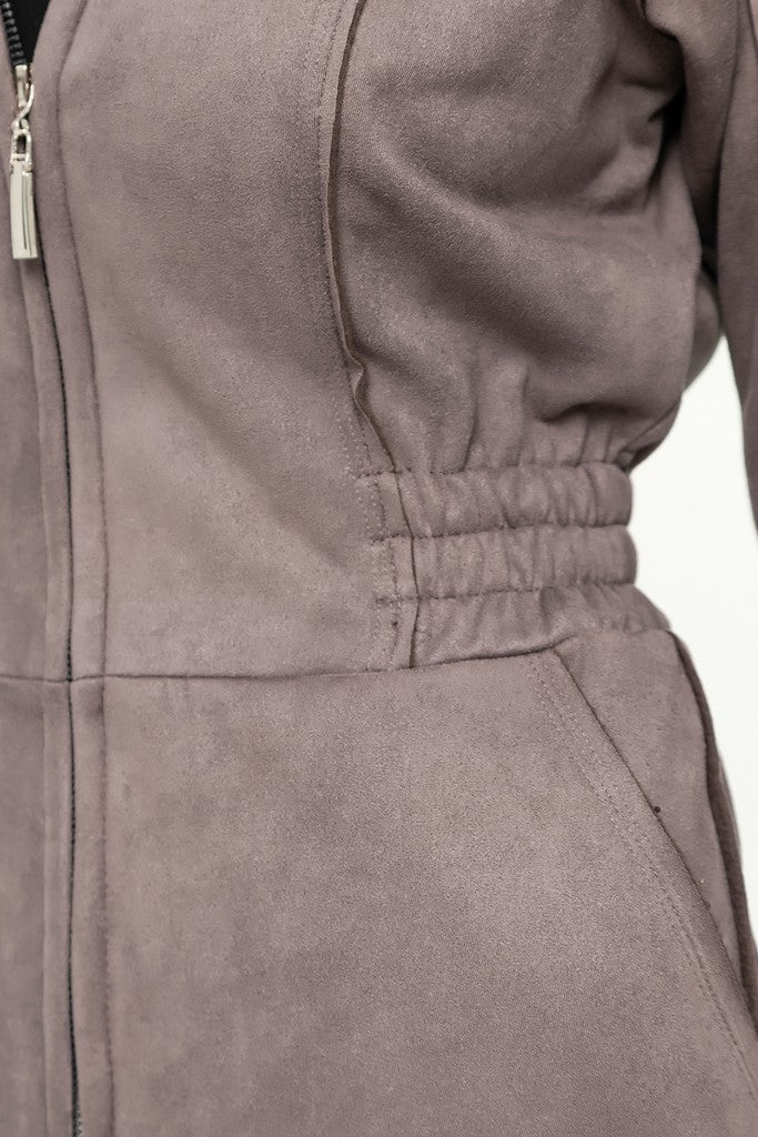 Gray Day Long Sleeve Hooded Jumpsuit with Pockets