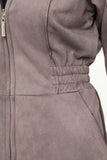 Gray Day Long Sleeve Hooded Jumpsuit with Pockets