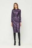 Violet Party Bodycon Crewneck Long Sleeve Below Knee Dress with Pockets