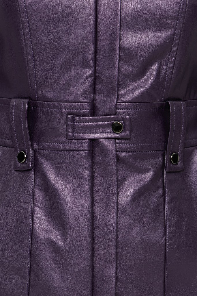 Violet Party Bodycon Crewneck Long Sleeve Below Knee Dress with Pockets