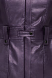 Violet Party Bodycon Crewneck Long Sleeve Below Knee Dress with Pockets