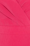 Fuchsia Cocktail Fitted Squareneck Long Sleeve Knee Elegant Dress