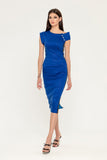 Sapphire Office Fitted Asymmetric Boatneck Sleeveless Below Knee Dress
