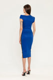 Sapphire Office Fitted Asymmetric Boatneck Sleeveless Below Knee Dress