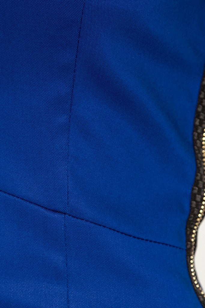 Sapphire Office Fitted Asymmetric Boatneck Sleeveless Below Knee Dress