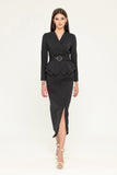 Black Office Suit (Long Sleeve Jacket & Pencil Skirt) with Belt