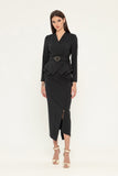 Black Office Suit (Long Sleeve Jacket & Pencil Skirt) with Belt