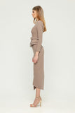 Cappuccino Office Suit (Long Sleeve Jacket & Pencil Skirt) with Belt