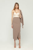 Cappuccino Office Suit (Long Sleeve Jacket & Pencil Skirt) with Belt