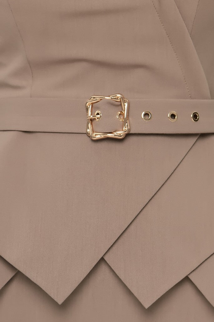 Cappuccino Office Suit (Long Sleeve Jacket & Pencil Skirt) with Belt