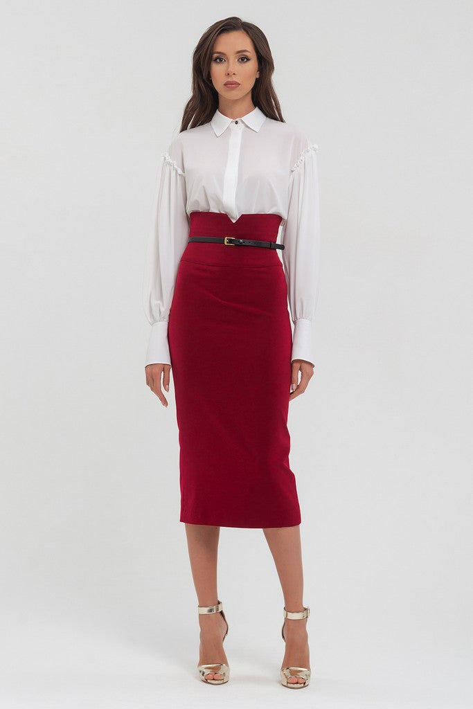 White Office Bishop Long Sleeve Shirt Colar Blouse