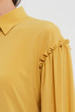 Yellow Office Bishop Long Sleeve Shirt Colar Blouse