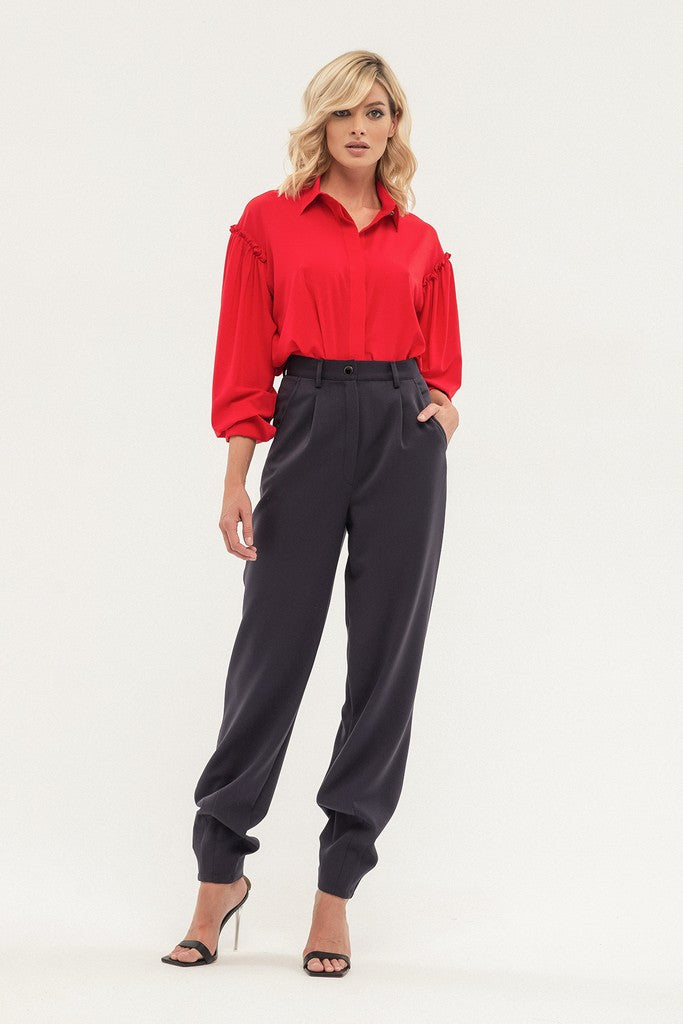 Graphite Office Solid Color Pants with Pockets