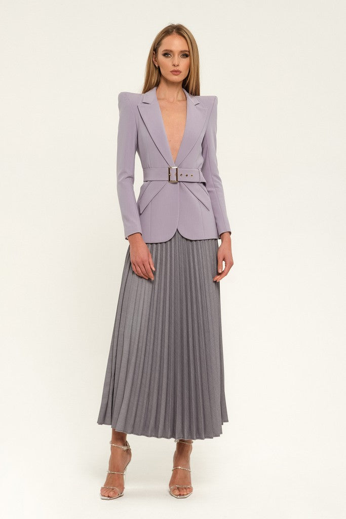 Purple Office Notch Lapel Long Sleeve Single Breasted Jacket