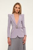 Purple Office Notch Lapel Long Sleeve Single Breasted Jacket
