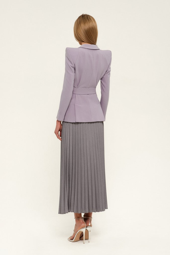Purple Office Notch Lapel Long Sleeve Single Breasted Jacket