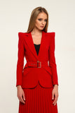 Red Office Notch Lapel Long Sleeve Single Breasted Jacket