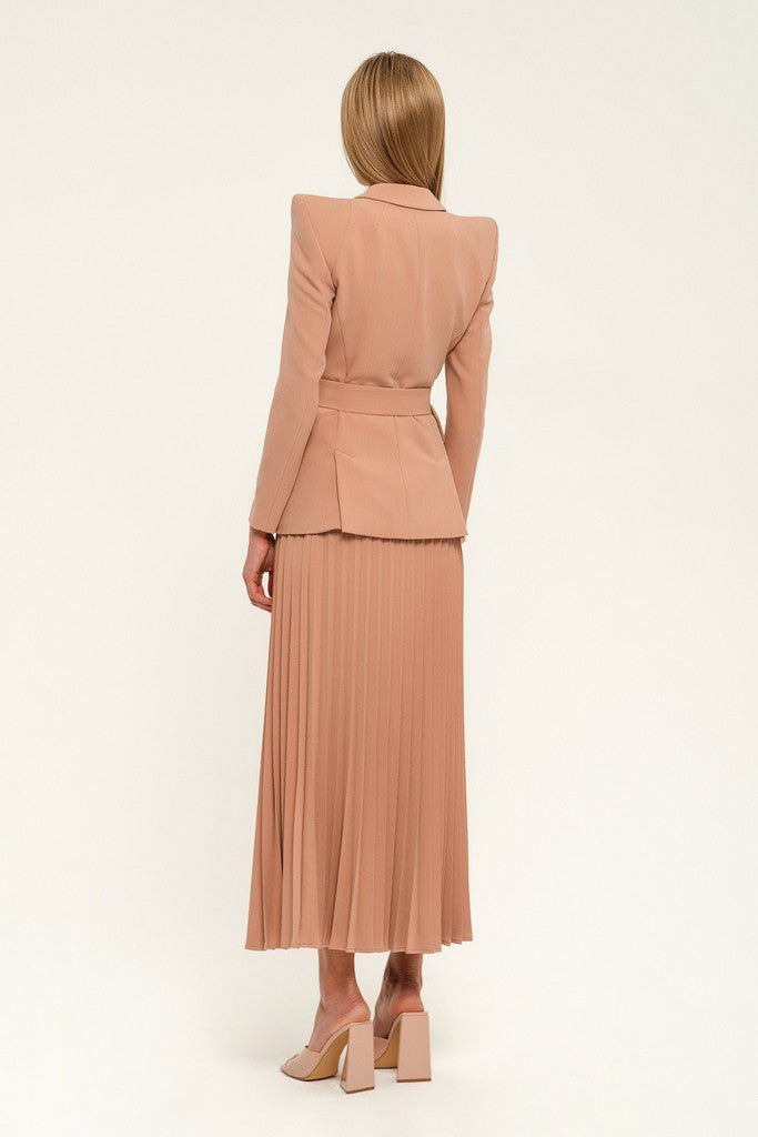 Beige Pink Office Notch Lapel Long Sleeve Single Breasted Jacket