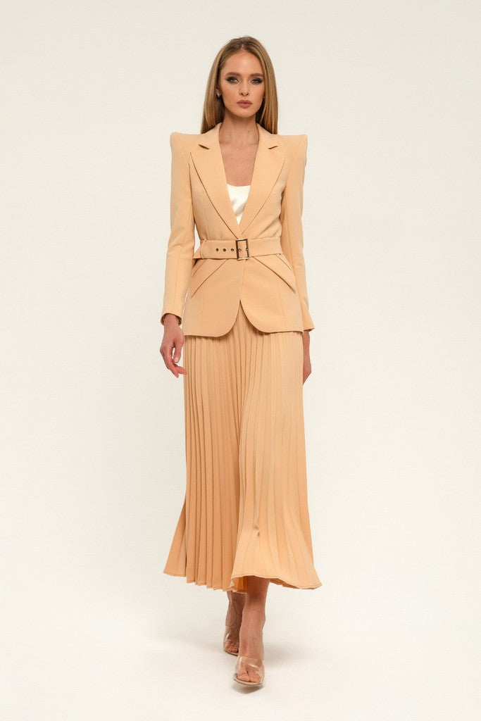 Sand Office Notch Lapel Long Sleeve Single Breasted Jacket