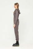 Gray Day Long Sleeve Hooded Jumpsuit with Pockets