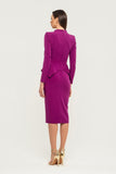 Violet Cocktail & Party Bodycon V-neck 3/4 Sleeves Knee Dress