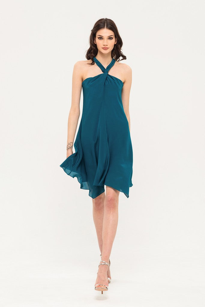 Turquoise Сocktail Asymmetric A-line Strap Above Knee Dress