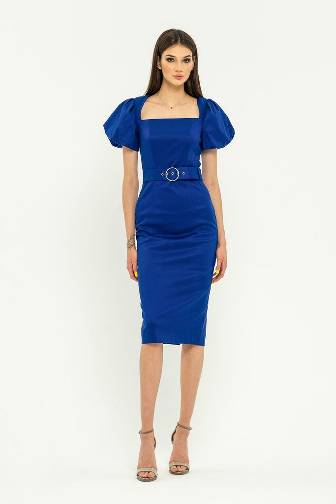 Summer Sapphire Evening Bodycon Squareneck Juliet Short Sleeve Knee Dr BGL - online store women's clothing Summer Sapphire Evening Bodycon Squareneck Juliet Short Sleeve Knee Dr BGL - online store women's clothing
