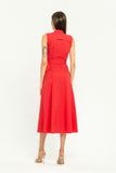 Summer Coral Wrapped A-line V-neck Sleeveless Maxi Elegant Dress with Belt