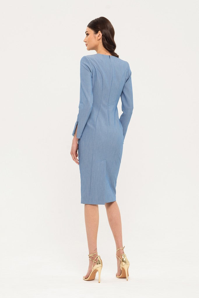 women's dresses below knee length Women's Long Sleeve Twill Below Knee Belted Shirt Dress