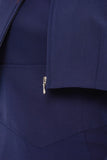 Dark Blue Office Set (Short Jacket and Fitted Squareneck Sleeveless Dress)