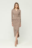 Cappuccino Office Suit (Long Sleeve Jacket & Pencil Skirt) with Belt