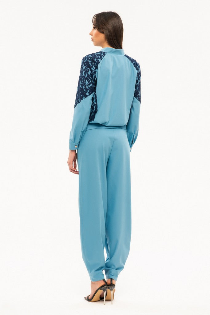 Sapphire Day Set (Lace Long Sleeve Jacket with Pockets & Pants)