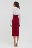 Cherry Office Pencil High Waist Midi Skirt