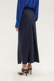 Blue Office Ruffled Maxi Skirt