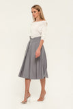 Light Gray Office Pleated Tea Skirt