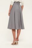 Light Gray Office Pleated Tea Skirt