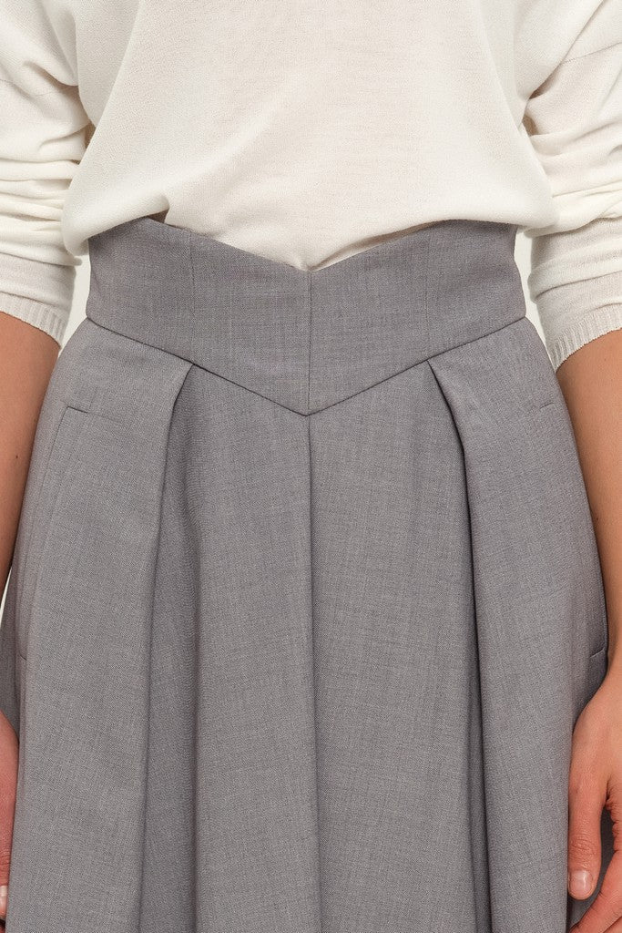 Light gray Day Cirkle High Waist Below Knee Skirt with Pockets